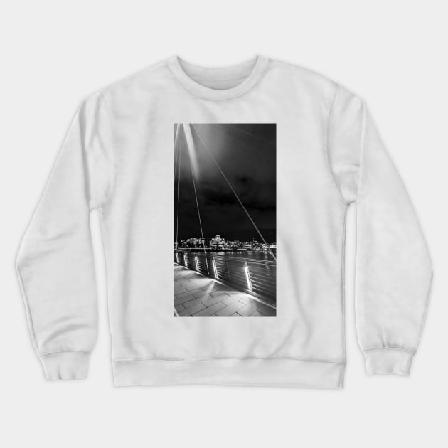 London at Night - Black and White Crewneck Sweatshirt by JuliaGeens